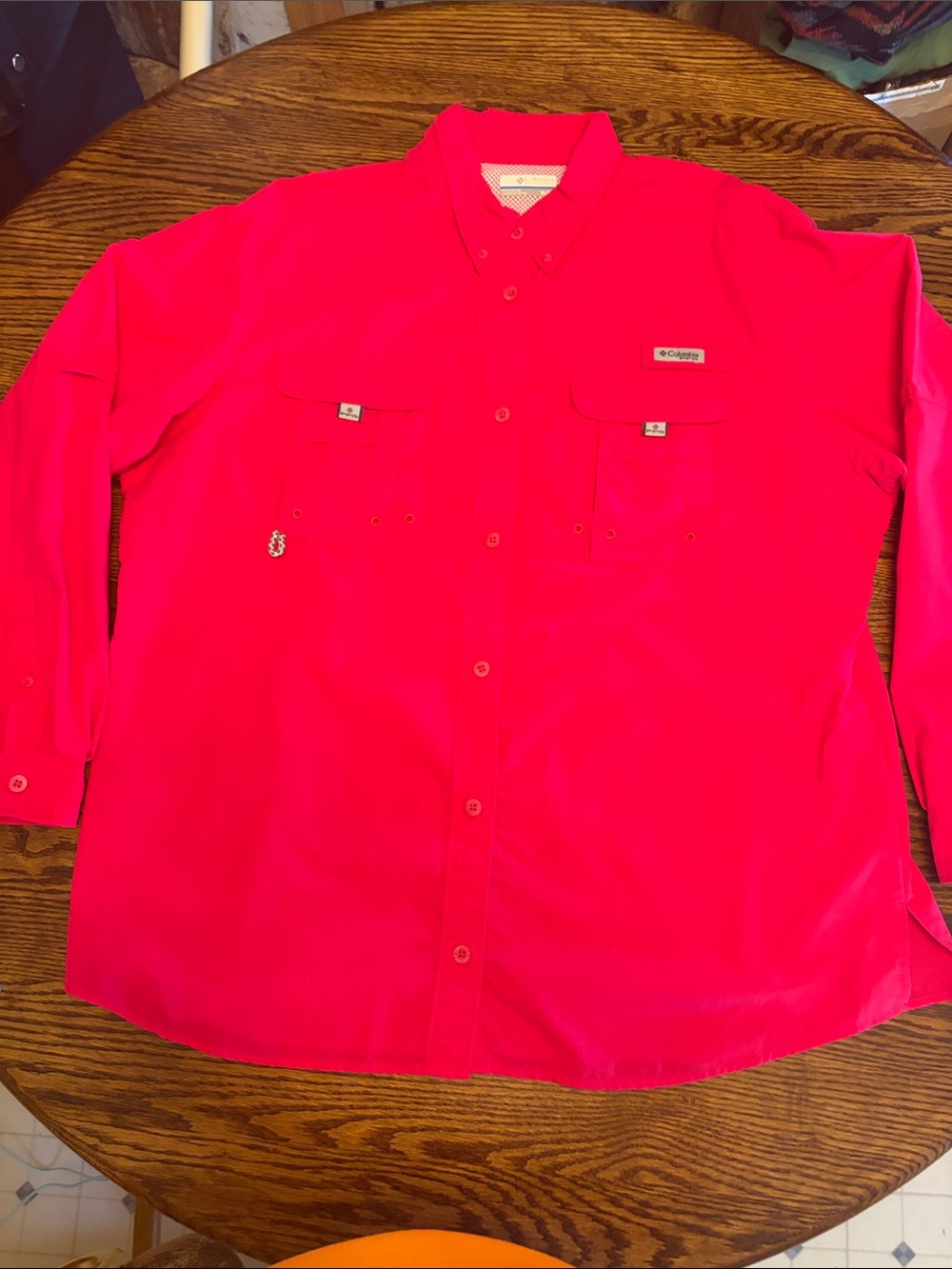 Columbia Hot Pink Long-Sleeve Button-Up Shirt